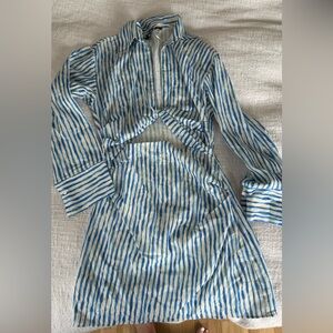 Zara blue and White Striped dress